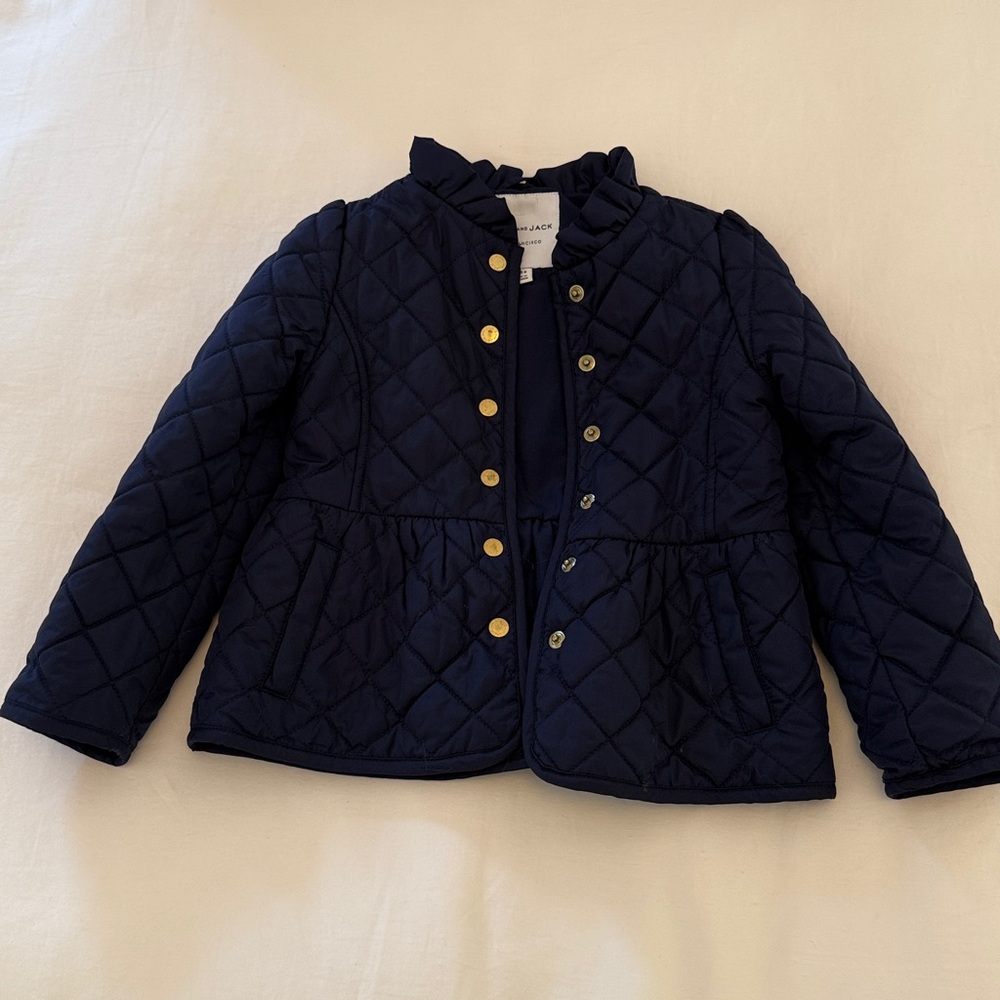 Janie and Jack Navy Quilted Peplum snap Jacket